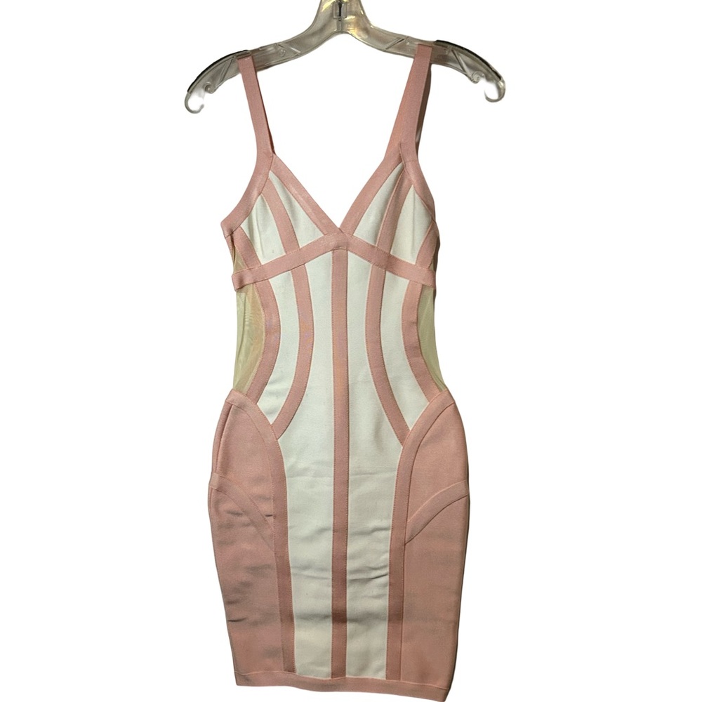 BRAND NEW!!! Bodycon Blush Pink and White Bodycon Bandage Dress